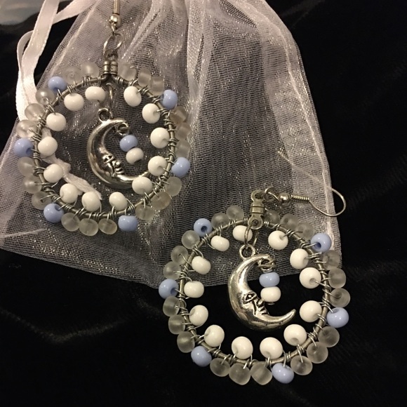 Artisan Handmade Czech Glass Hoops with ๐ Charm - Picture 1 of 6